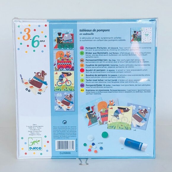 New Sealed Djeco Handcraft PomPom Picture Animals & Their Transport vehicles 3-6 - Picture 7 of 15